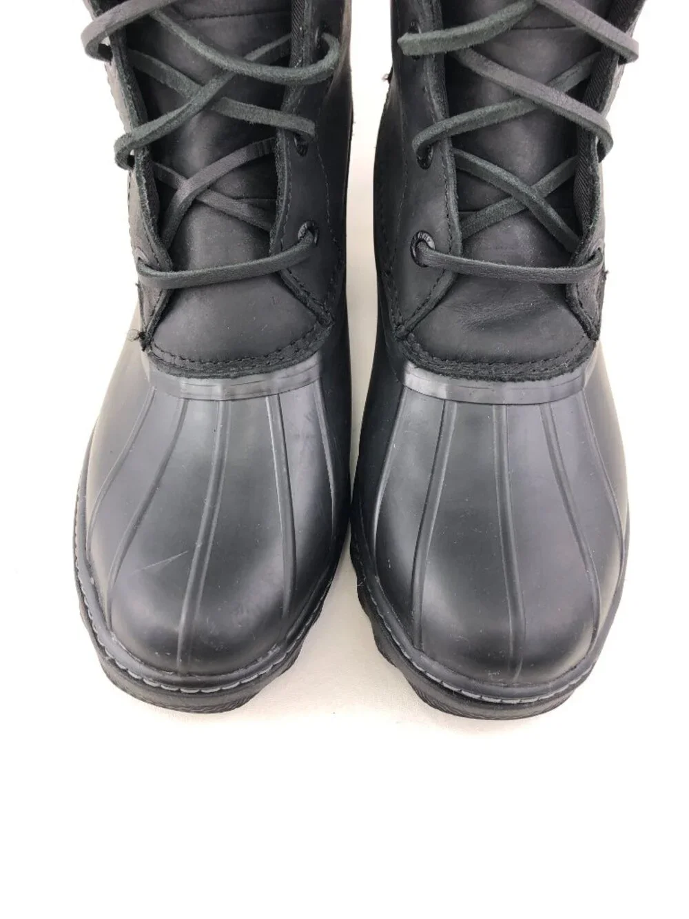 Sperry Saltwater Heel Black Leather Duck Boots 8